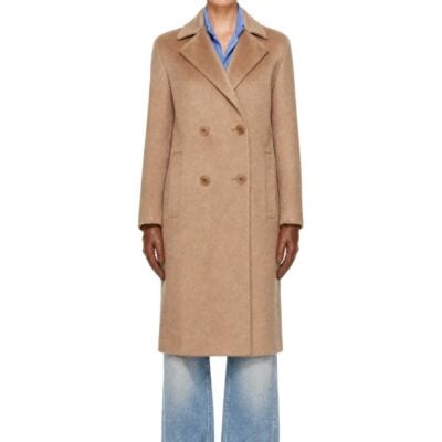 Max Mara Tan Double-Breasted Wool Coat