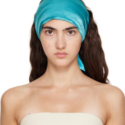 Merrma SSENSE Exclusive Blue Froisse Bandeau Headband