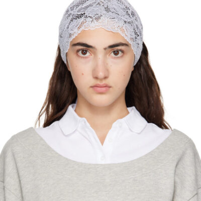 Merrma SSENSE Exclusive Gray & White Lace Bandeau Headband