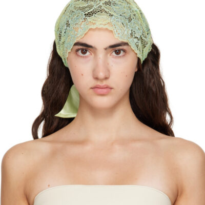 Merrma SSENSE Exclusive Green Lace Bandeau Headband