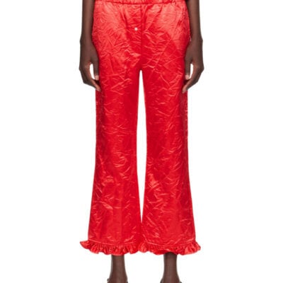 Meryll Rogge Red Creased Satin Trousers