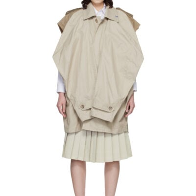 Miharayasuhiro Beige Vest Combined Balmacaan Trench Coat