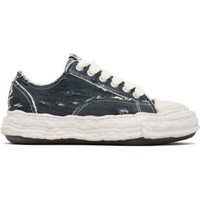 Miharayasuhiro Black 'Peterson23' OG Sole Ripped Overdye Canvas Sneakers