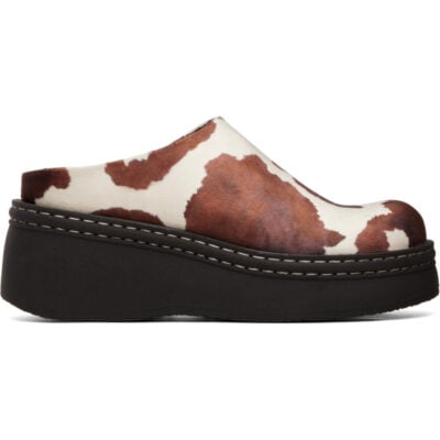 Miista Brown & White Kristi Mule Flats