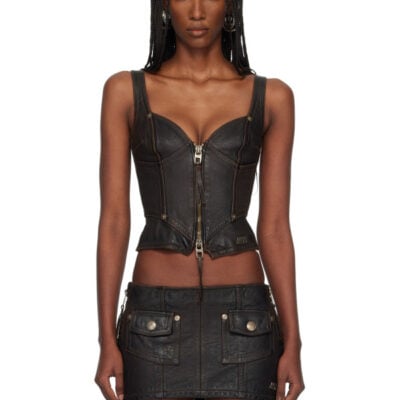 Miss Sixty Black KNWLS Edition Leather Tank Top
