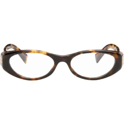 Miu Miu Brown Tortoiseshell Oval Glasses
