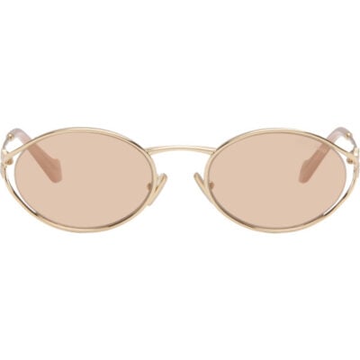Miu Miu Gold 'Miu Miu Logo' Sunglasses