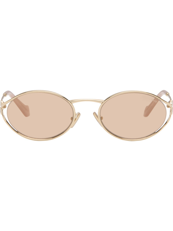 Miu Miu Gold 'Miu Miu Logo' Sunglasses