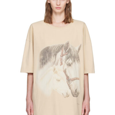 MM6 Maison Margiela Beige Horse Portrait T-shirt