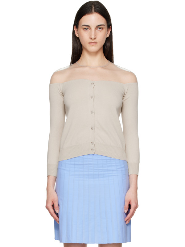 MM6 Maison Margiela Beige Knit Cardigan