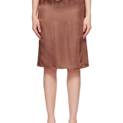 MM6 Maison Margiela Brown Satin Midi Skirt