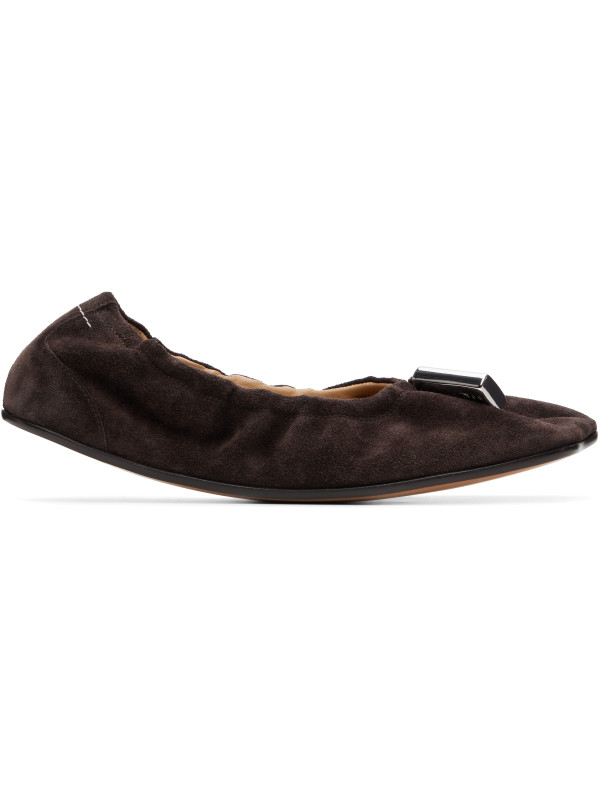 MM6 Maison Margiela Brown Suede Anatomic Travel Ballerina Flats