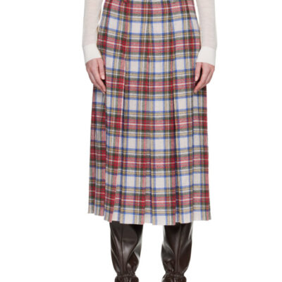 MM6 Maison Margiela Multicolor Check Flannel Midi Skirt
