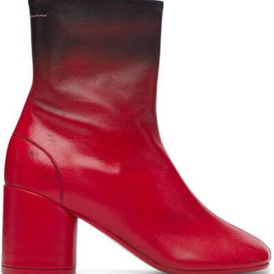 MM6 Maison Margiela Red Anatomic Block-Heel Boots