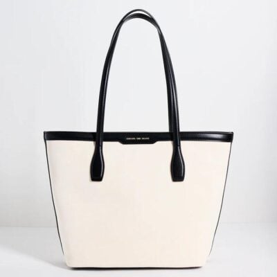 Among the Brave Natural Canvas Black Trim Tote Bag