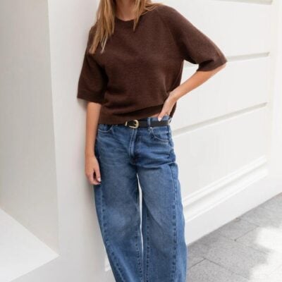 Among the Brave Varsity Deep Blue Forward Seam Barrel Jeans