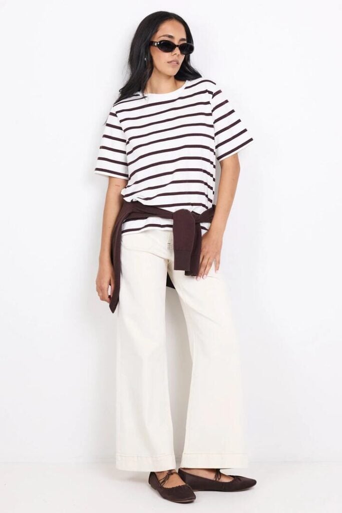 Among the Brave Zoey Ecru Petite High Rise Wide Leg Pocket Jean