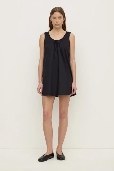 Assembly Label Holly Black Cotton Front Tie Sleeveless Mini Dress