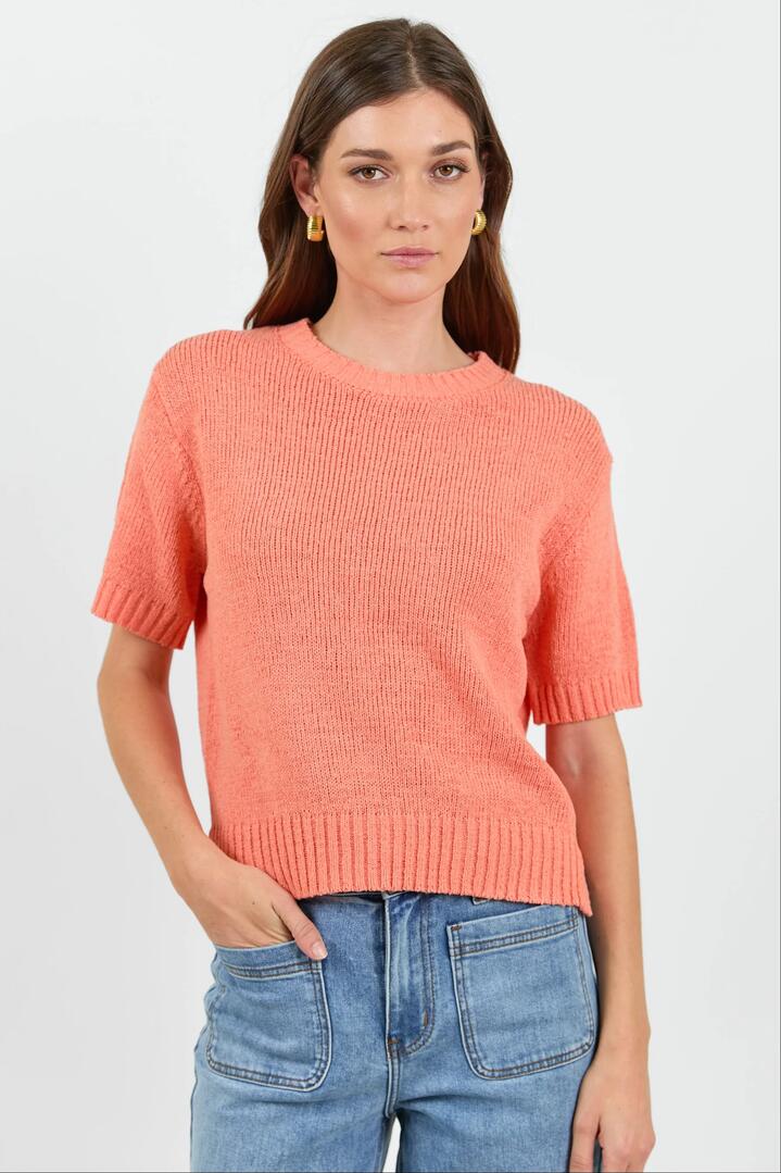 By Rosa. Loveable Melon Tape Yarn Knit Tee