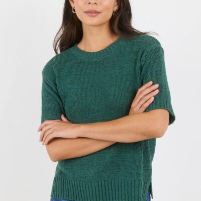 By Rosa. Loveable Petrol Tape Yarn Knit Tee
