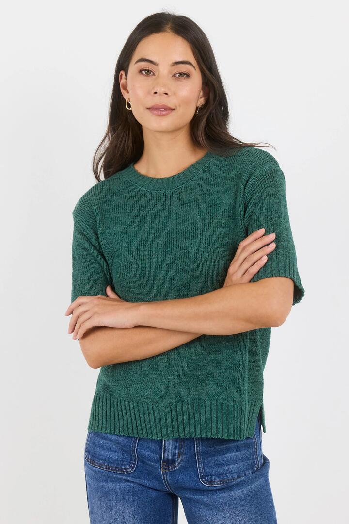 By Rosa. Loveable Petrol Tape Yarn Knit Tee