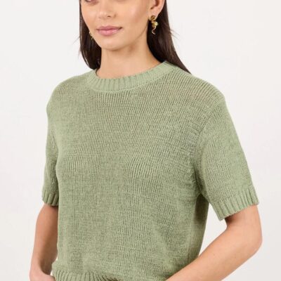 By Rosa. Loveable Sage Tape Yarn Knit Tee