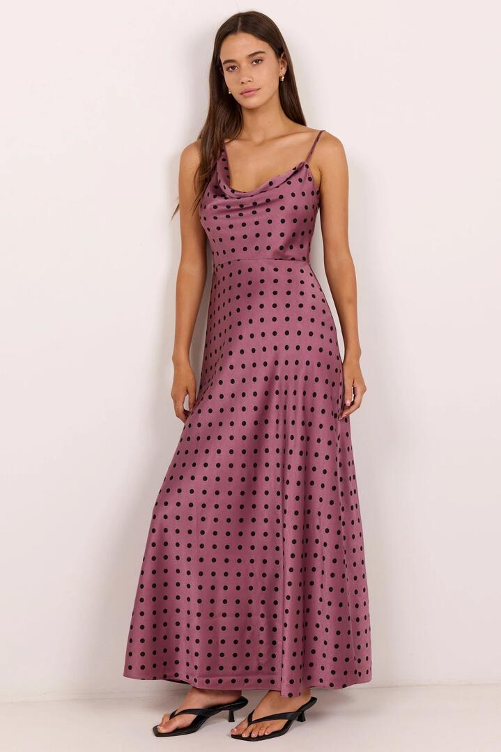 Georgia Zoe Influence Blush Polka Dot Satin Bias Maxi Dress