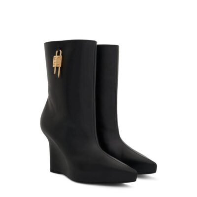 GIVENCHY G Lock Wedge Low Box Leather Boots