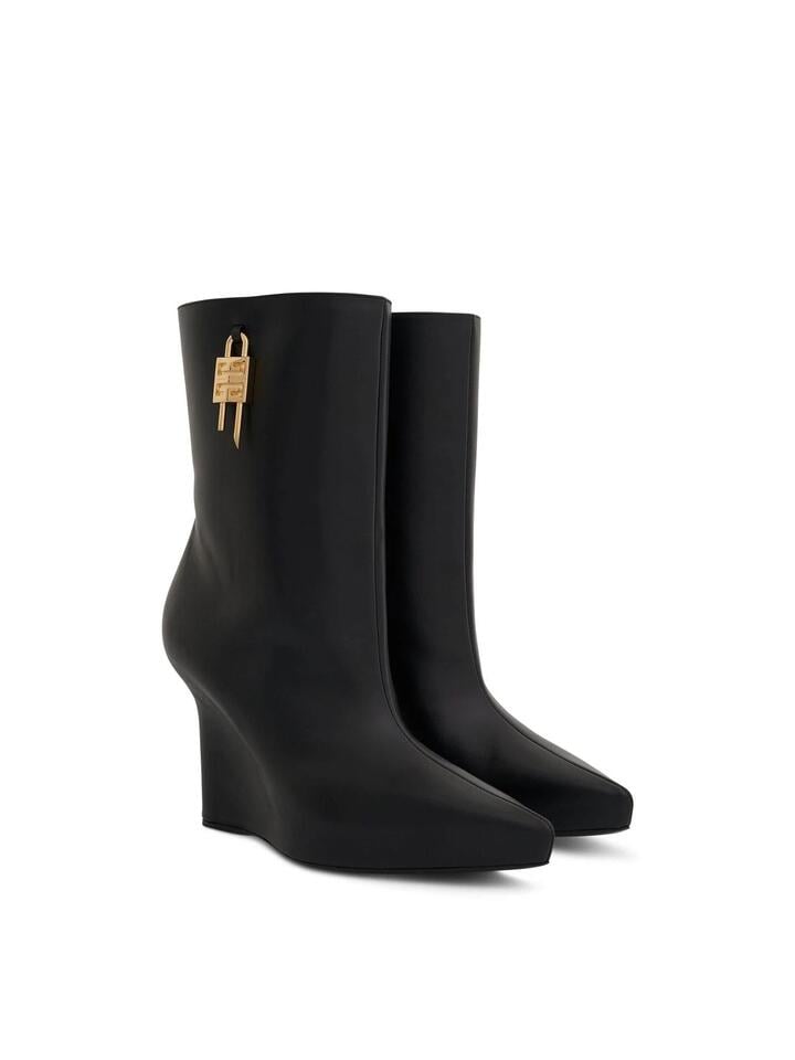 GIVENCHY G Lock Wedge Low Box Leather Boots