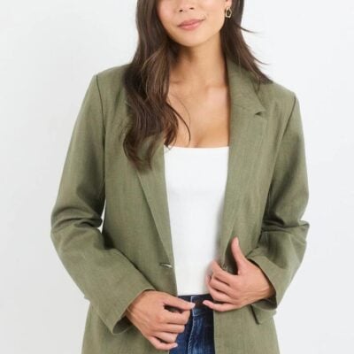 Ivy + Jack Dock Soft Khaki Ramie Rolled Sleeve Blazer