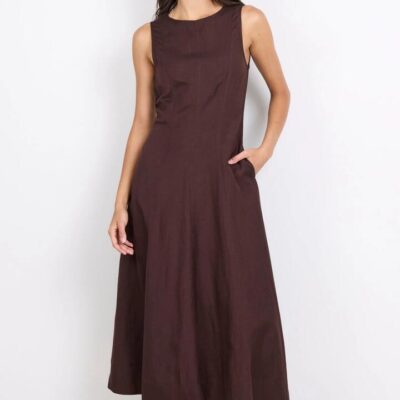RE:UNION Label Forum Chocolate Panelled Sleeveless Maxi Dress
