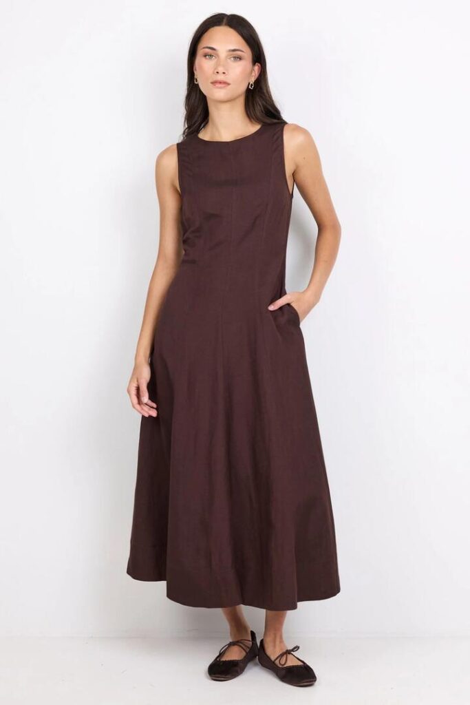 RE:UNION Label Forum Chocolate Panelled Sleeveless Maxi Dress