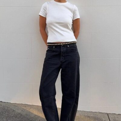 Rollas Arc Mercer Black Panel Barrel Jean