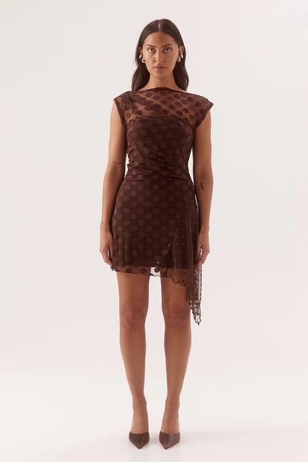 Sovere Blyth Chocolate Spot Sleeveless Mini Dress
