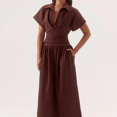 Sovere Lyra Chocolate SS Maxi Dress