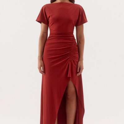 Sovere Vera Paprika Side Split SS Maxi Dress