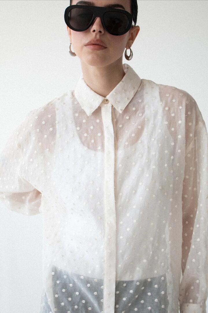 Staple The Label Etoile Cream Spot Oversized LS Shirt