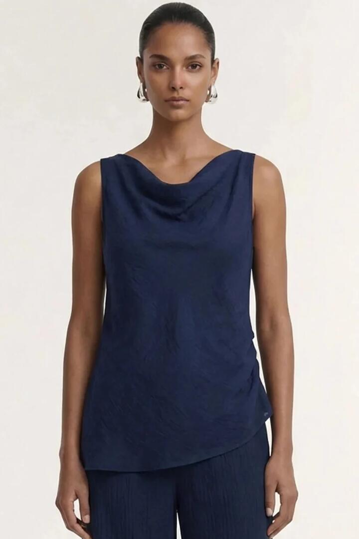 Staple The Label Helena Navy Cowl Sleeveless Top