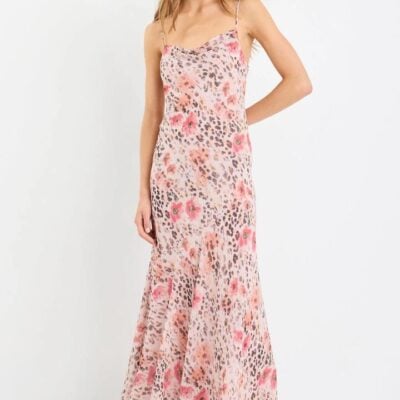 Stories be Told Reign Floral Animal Georgette Strappy Maxi Dress