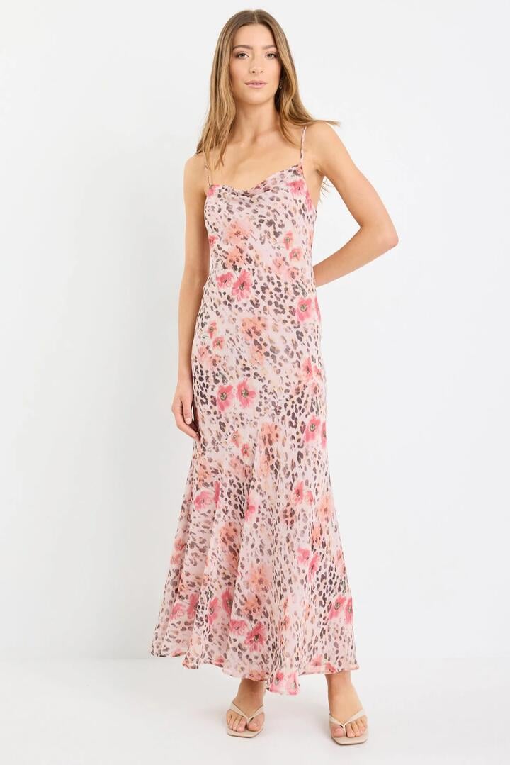 Stories be Told Reign Floral Animal Georgette Strappy Maxi Dress