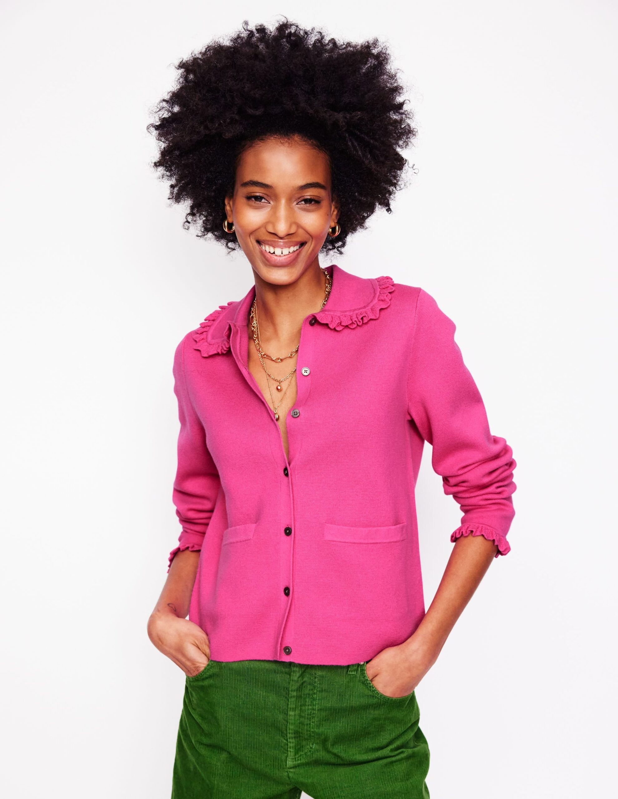 Boden Jessie Frill Collared Cardigan