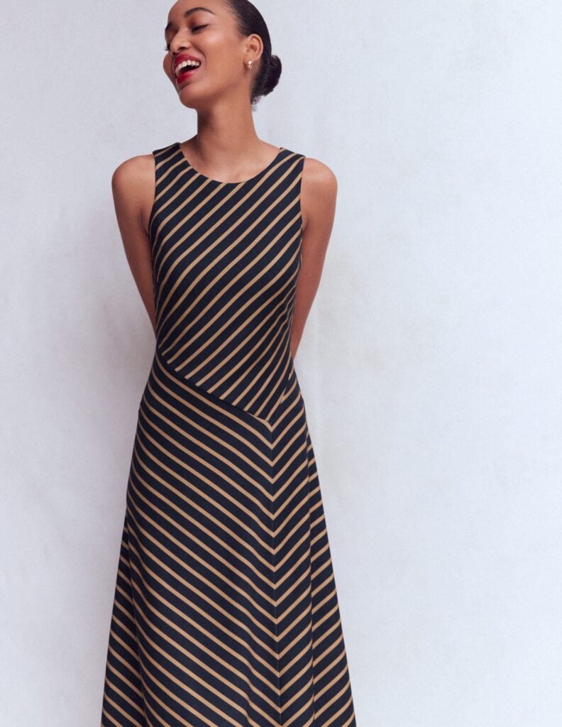 Boden Asymetric Ponte Midi Dress