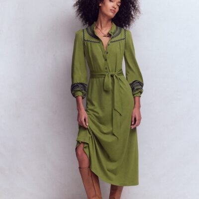 Boden Embroidered Jersey Shirt Dress