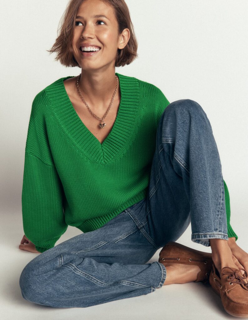 Boden Lucy Cotton V-neck Jumper