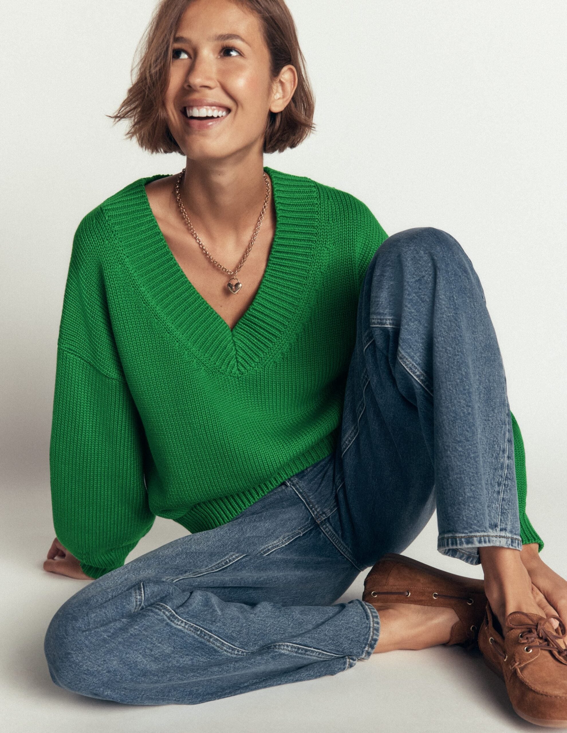 Boden Lucy Cotton V-neck Jumper