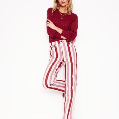 Boden High Rise Stripe Jeans