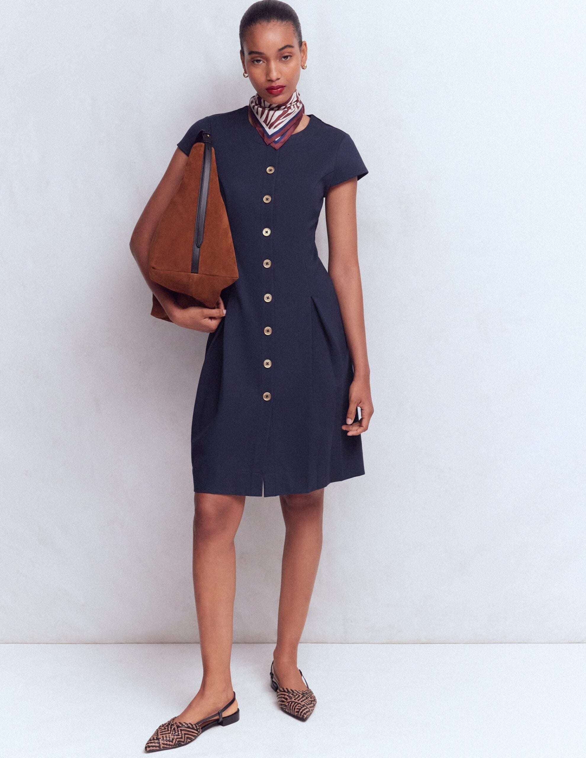 Boden Short Pleated Ponte Dress