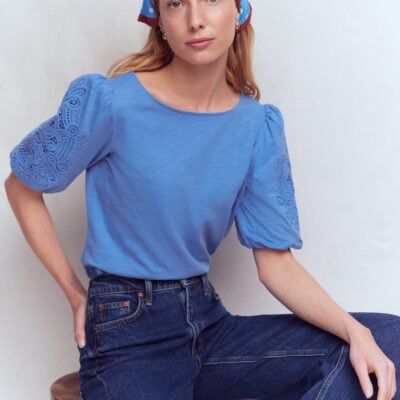 Boden Cutwork Detail Jersey Top