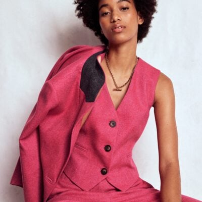 Boden Pink Wool Waistcoat