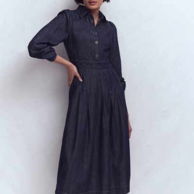 Boden Pleat Skirt Denim Midi Dress